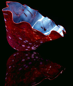Turquoise Blue Macchia with Red Jasper Lip Wrap by Dale Chihuly