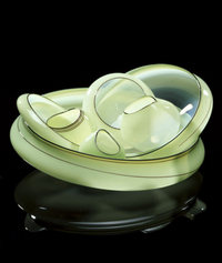 Iceberg Green Basket Set with Oxblood Lip Wraps by Dale Chihuly