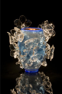 Silvered Blue Venetian with Ice Flowers by Dale Chihuly