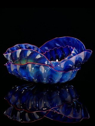 <i>Cobalt and Silver Seaform Set<br />with Red Lip Wraps,</i> 1997