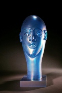 Head as Egg Iridescent Aqua Bust Oval by Richard Jolley