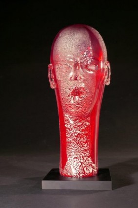 Head as Egg Red Bust with Silver Leaf