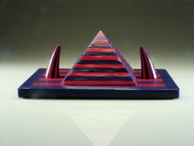 Blue and Red Pyramid with Two Horns